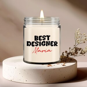 Designer Candle, Soy Wax Candle, Hand Poured Candle, 9 oz Vanilla-Scented Candle Jar, Gift for Designer