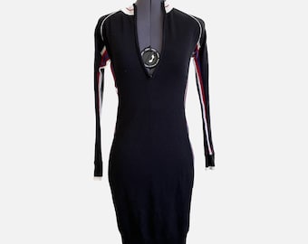 Vintage Y2K Moda International Schwarz ausgestattet sportliches Kleid | 2000er Jahre Kleid mit halbem Reißverschluss | S