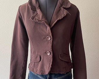 Y2K brauner Blazer Vintage 2000s Distressed Jacket Vintage Mädchen | Grösse S/M