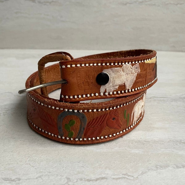 Hand Painted Leather Belt Etsy