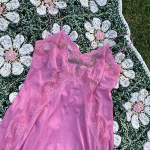Vintage 70s Pink Maxi Slip Dress | Size Medium
