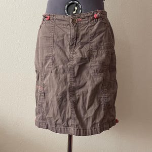 Y2K vintage 2000s brown cargo midi skirt gorpcore granola