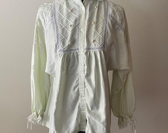 80s vintage pastel babydoll satin top coquette cottagecore | size small