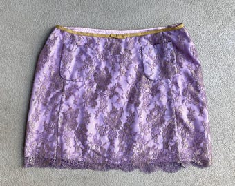 Seltener Y2K Deadstock Tracy Reese Lila Spitzen Mini Rock nwt fairy | Größe 6