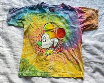Camiseta tie-dye vintage de Disney Mickey Mouse de los años 90 / talla infantil 10/12