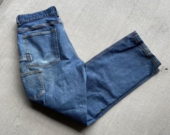 Vintage Denim Cargo Jeans | Y2K Utility Work Pants, 34" Waist