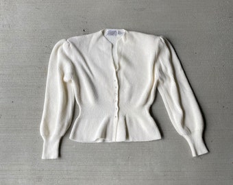 Vintage 60s cream peplum cardigan sweater  | size m/l