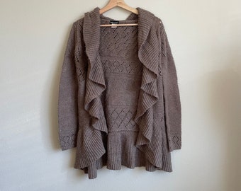 brown ruffle cardigan vintage y2k 00s wet seal fairycore boho mohair blend | size small