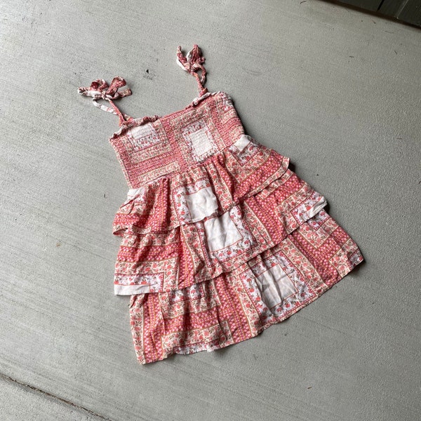 American Eagle AE pink patchwork boho fairy cowgirl dress | size large