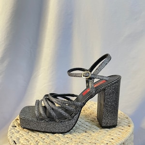 Sparkly Chunky Heels Etsy UK