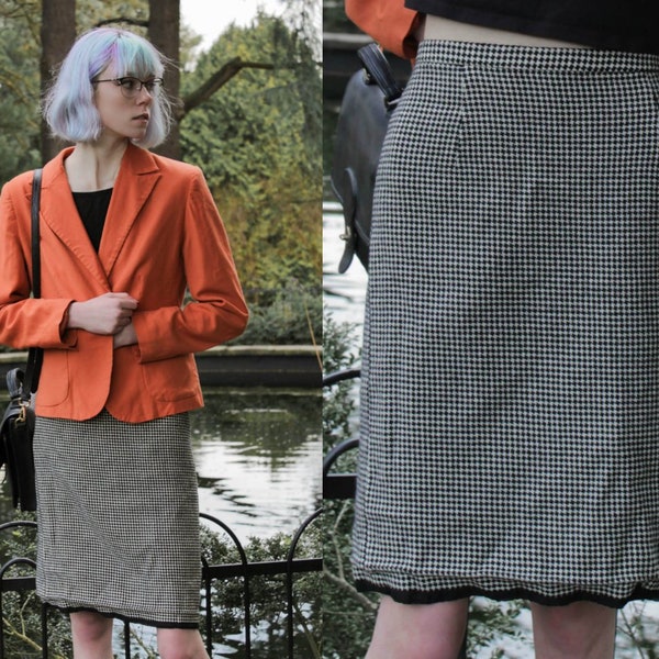 Vintage 60s Houndstooth Pencil Skirt