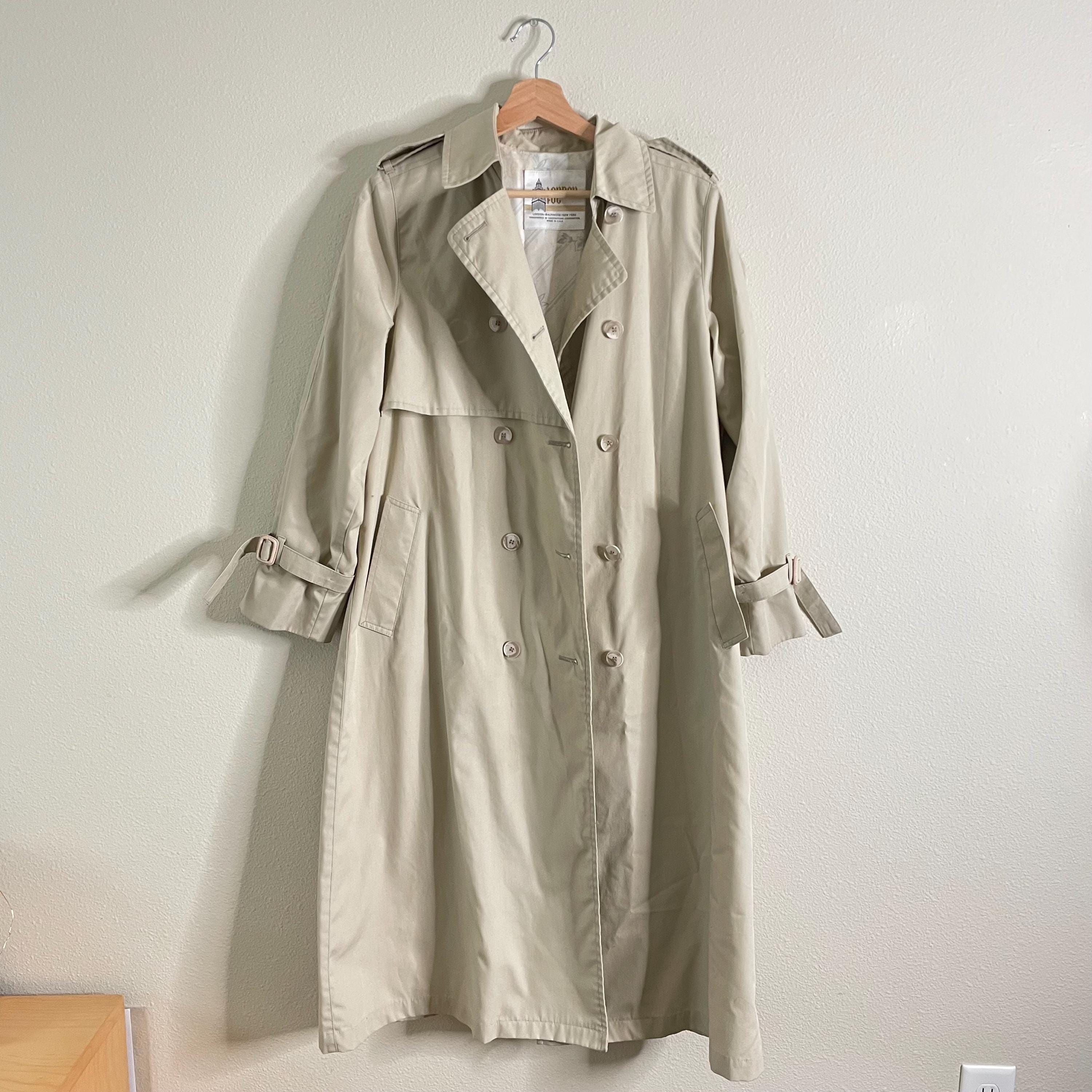70s Vintage London Fog Oversized Khaki Trench Coat Long Jacket