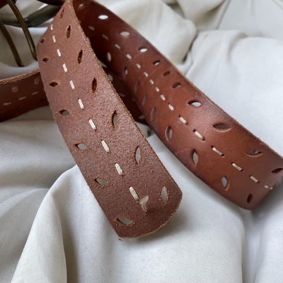 00's Vintage Brown Leather Fossil Belt Size Small S - Etsy