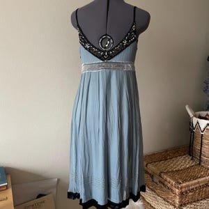 vintage Sue Wong Nocturne Seide Perlen blau ätherisch Fee Abendkleid Abschlussball Hochzeit Gastspiel | Größe 6 Bild 5
