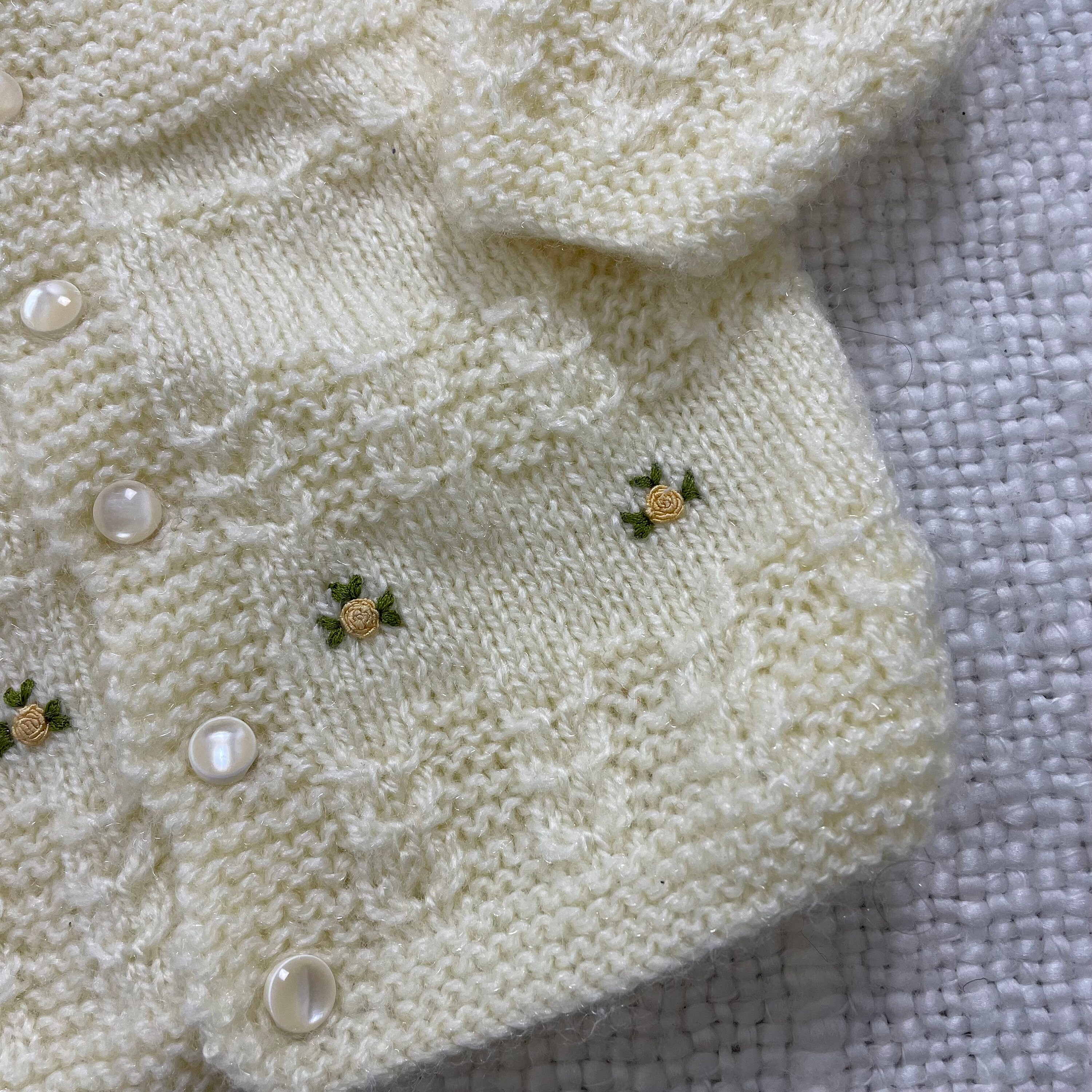メーカー 一覧 Handmade Vintage Cardigan Rosette Knit Baby/toddler 90s カーディガン