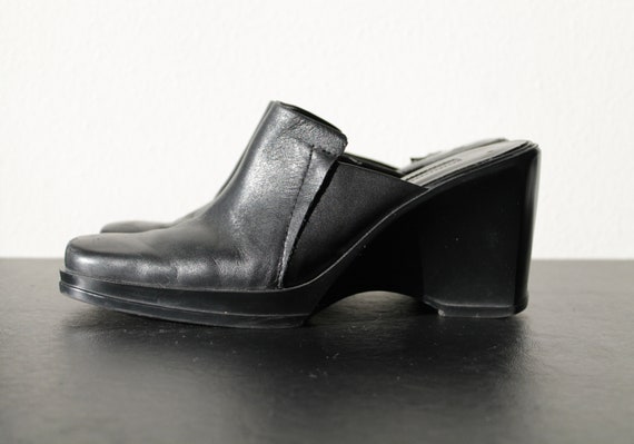 black leather mules