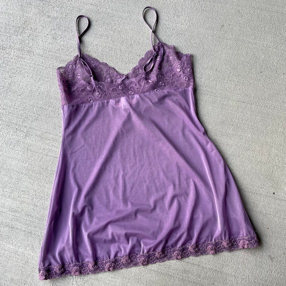 Sz S Y2K Victoria's Secret Sheer Purple Slip Dress - image 3