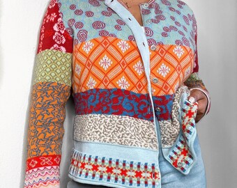 colorful long cardigan sweater