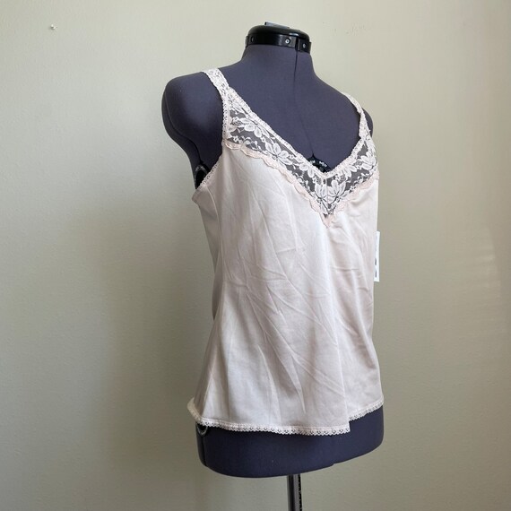 Vintage 80s  Beige Champagne Lace Trim Camisole U… - image 3