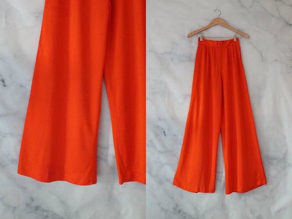 Vintage 60s Orange Palazzo Pants | High Rise Wide