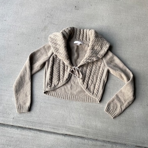 Cropped Cable Knit Bolero Cardigan Vintage Early 2000s lambswool blend | Size Small