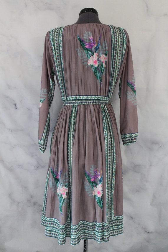 Vintage 70's Sheer Floral Midi Dress - image 7