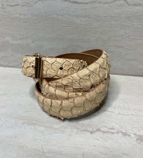 Ann Taylor Light Tan Leather Belt Ann Taylor Suede Textured Buckle Belt Size XL Light Sand  main image 2