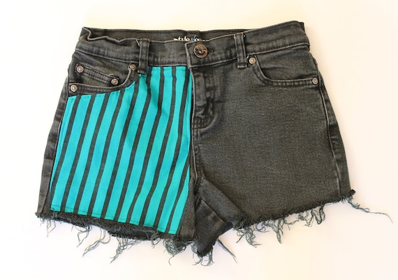 pinstripe denim shorts