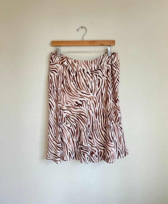 Zebra Print Midi Skirt | Vintage 90s Early 2000s | Neutral Skirt |
