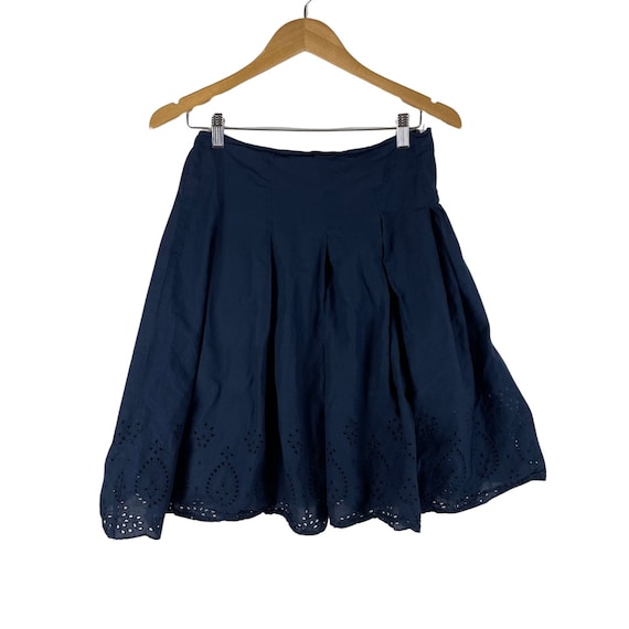 Navy Blue Eyelet Skirt | Vintage 90s Y2K Cotton M… - image 6