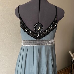 vintage Sue Wong Nocturne Seide Perlen blau ätherisch Fee Abendkleid Abschlussball Hochzeit Gastspiel | Größe 6 Bild 6