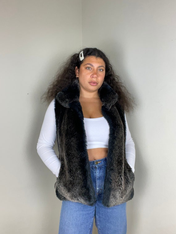 Vintage 90s Faux Fur Vest - Etsy UK 