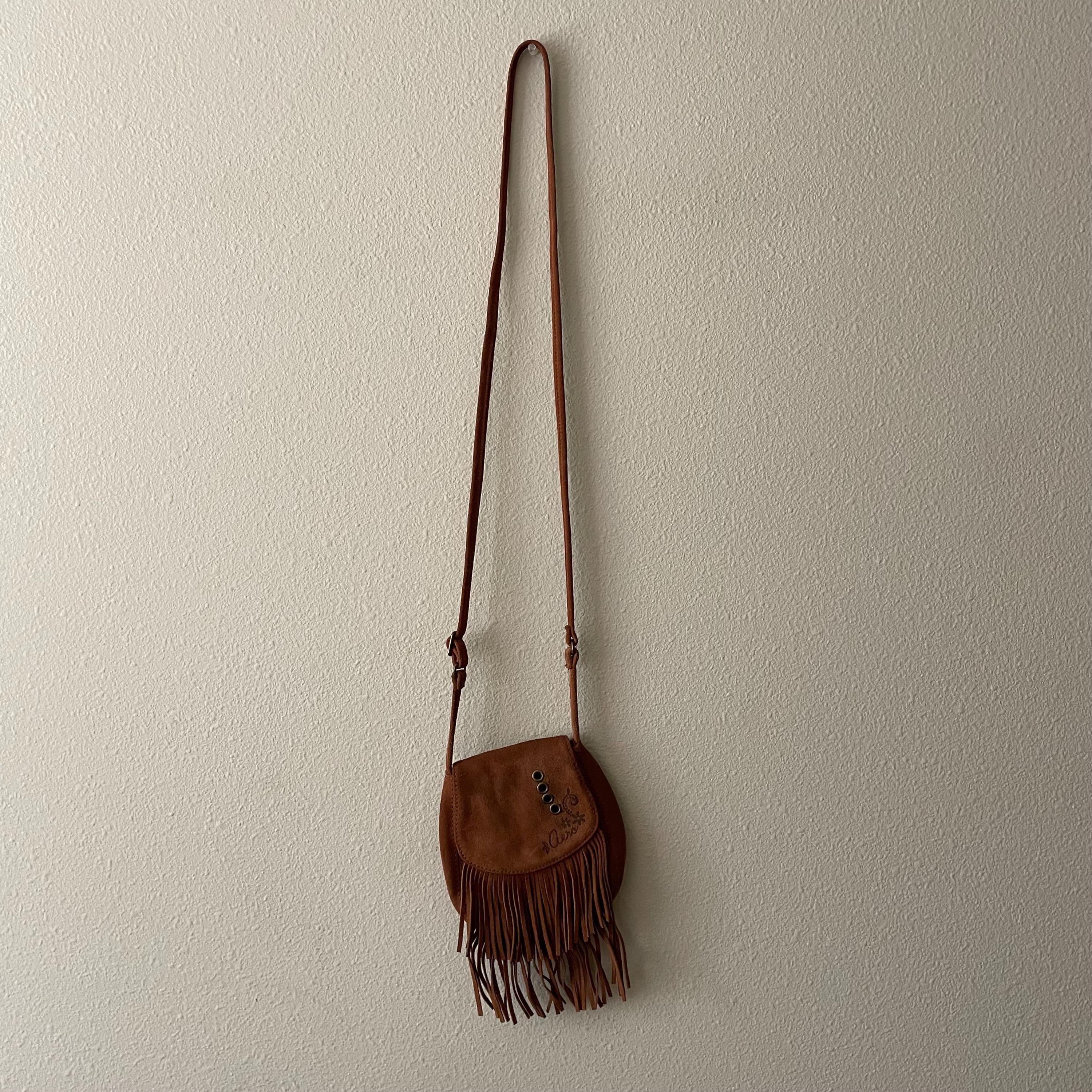 Y2k Aeropostale Suede Fringe Bag 100% Leather Crossbody Purse Boho