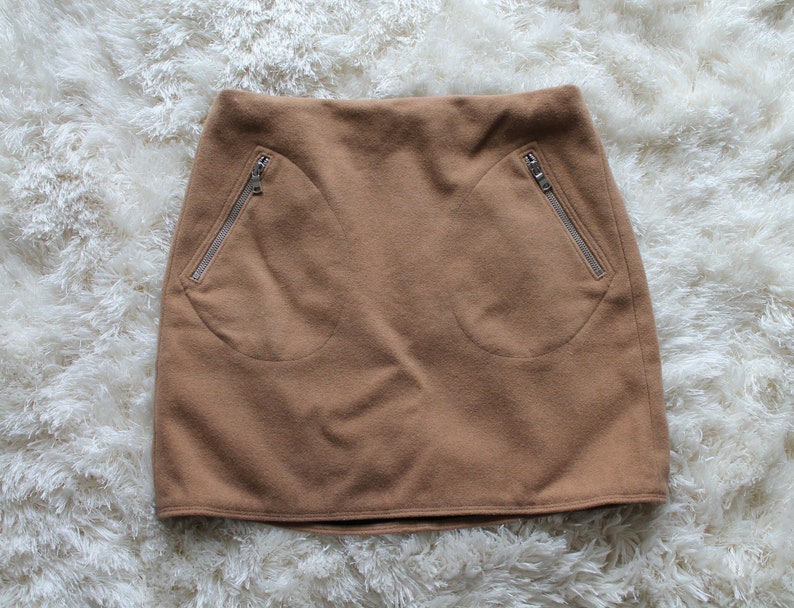 Vintage 90s Tan Mini Skirt Nude Skirt 90s Does Mod image 1