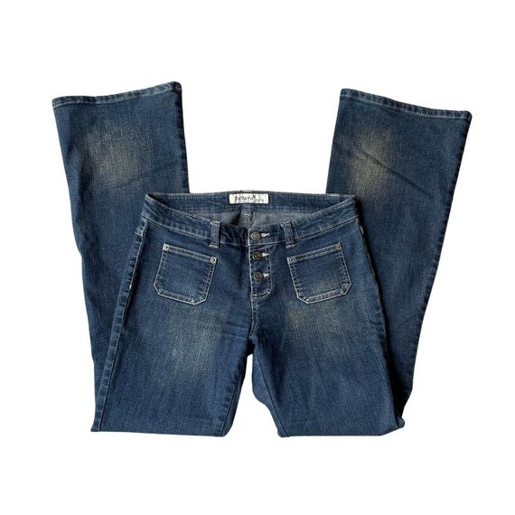 Y2k Vintage 00's Low Rise Flare Faded Denim Jeans | Size 7