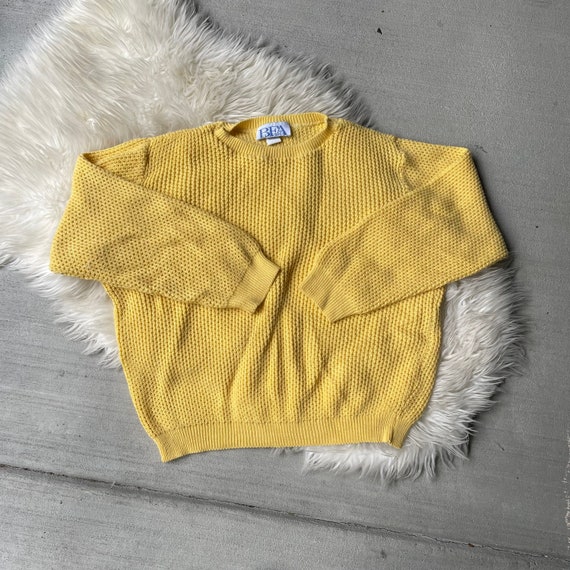 Vtg Yellow Pastel Oversize Sweater Cozy Loose Fit 