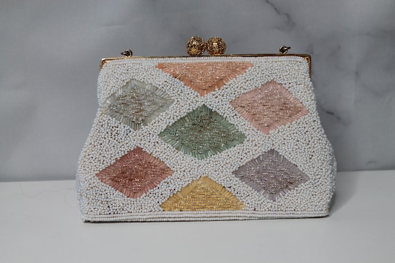 Vintage 50's Beaded Handbag Evening Clutch Handmad
