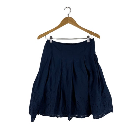 Navy Blue Eyelet Skirt | Vintage 90s Y2K Cotton M… - image 5