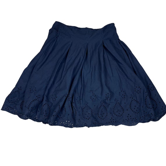 Navy Blue Eyelet Skirt | Vintage 90s Y2K Cotton M… - image 4