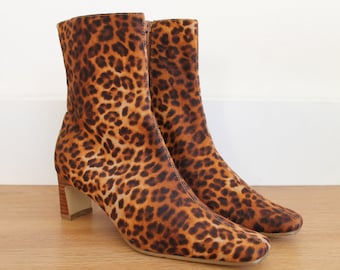 Botín vintage con estampado de leopardo / Talla 6 de EE. UU.