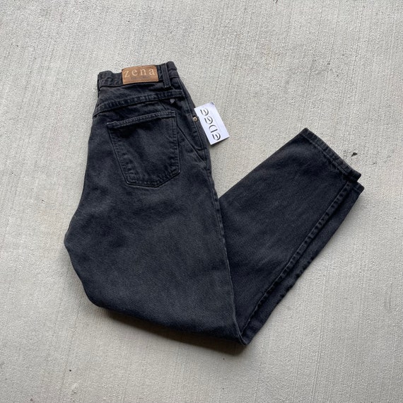 80s / 90s Zena Black Denim High Rise Jeans | Medi… - image 1