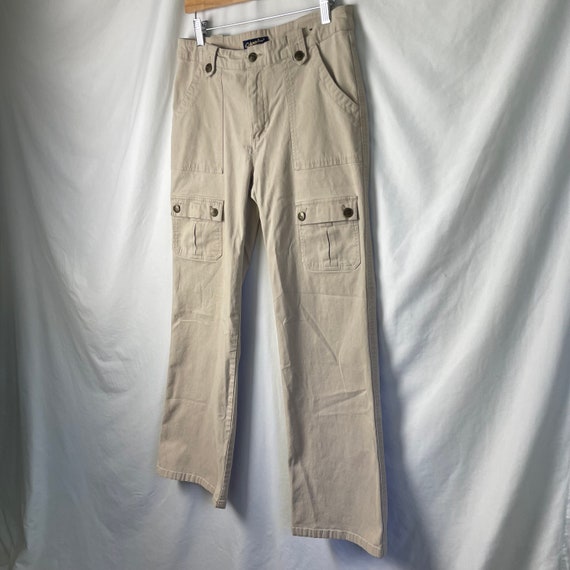 Y2K Beige Khaki Low Rise Flare Cargo Pants - image 2