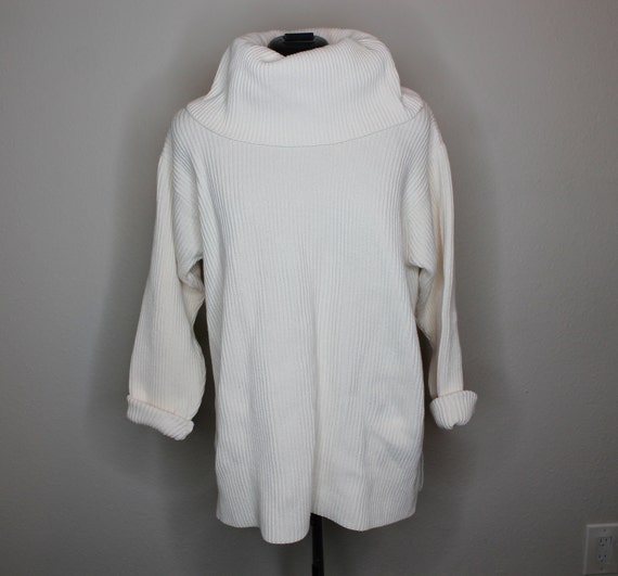 Vintage 90s Oversize Cream Sweater | 100% Cotton … - image 4