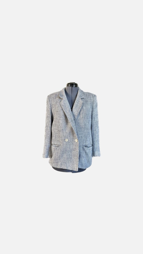 Vtg 80s white and blue tweed talbots blazer | size