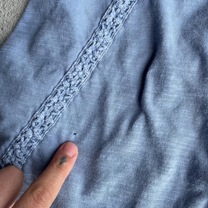 Free People Virkad Långärmad Topp, Ljusblå Bomullsfärgad, Storlek S bild 9