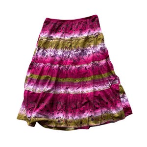 y2k 00&#39;s vintage pink and green boho fairy midi skirt | size M
