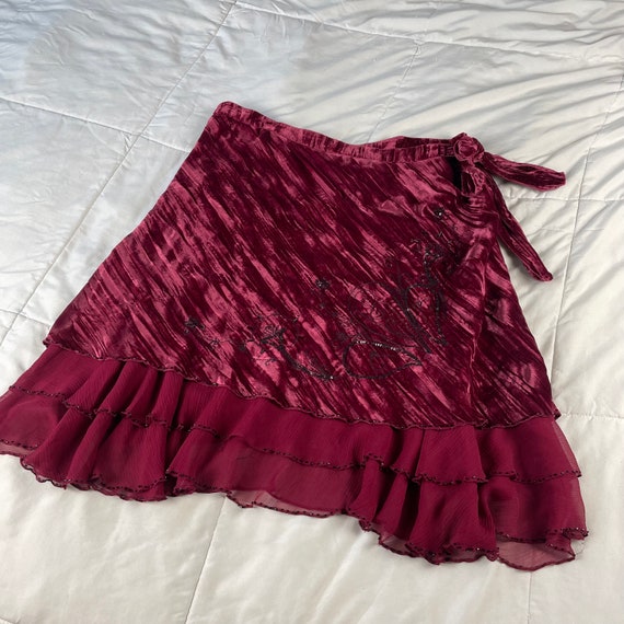 Vintage 2000s Y2K Velour Beaded Fairy Skirt With … - image 4