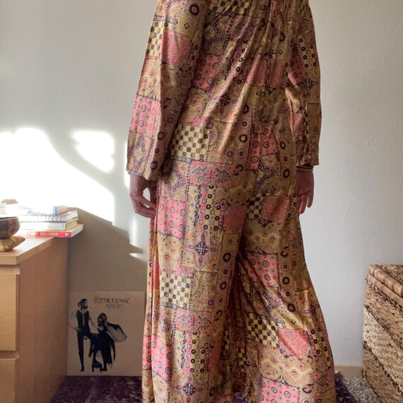 60s vintage psychedelic patchwork print jumpsuit … - image 3