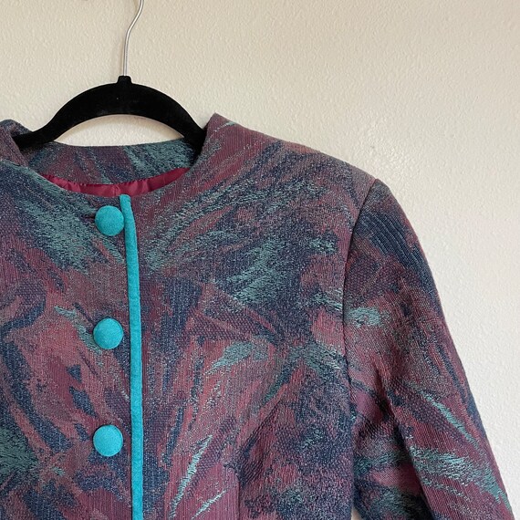 Vintage Handmade Cropped Tapestry Blazer 80s 90s … - image 2