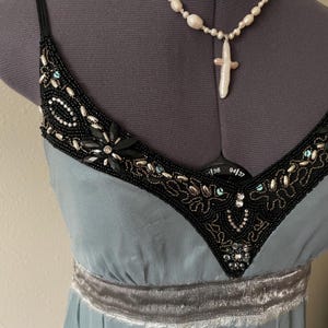 vintage Sue Wong Nocturne Seide Perlen blau ätherisch Fee Abendkleid Abschlussball Hochzeit Gastspiel | Größe 6 Bild 3